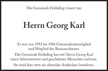 Traueranzeige von Georg Karl von Süddeutsche Zeitung