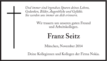 Traueranzeige von Franz Seitz von Süddeutsche Zeitung