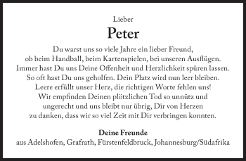 Traueranzeige von Peter  von Süddeutsche Zeitung