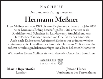 Traueranzeige von Hermann Meßner von Süddeutsche Zeitung