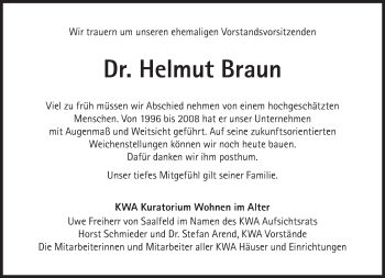 Traueranzeige von Dr. Helmut Braun von Süddeutsche Zeitung