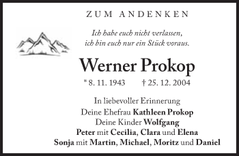 Traueranzeige von Werner Prokop von Süddeutsche Zeitung