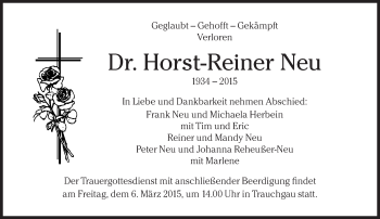 Traueranzeige von Horst-Reiner Neu von Süddeutsche Zeitung