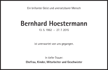 Traueranzeige von Bernhard Hoestermann von Süddeutsche Zeitung