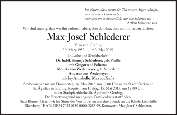 Traueranzeige von Max-Josef Schlederer von Süddeutsche Zeitung