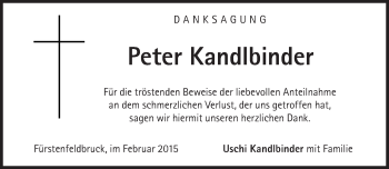 Traueranzeige von Peter Kandlbinder von Süddeutsche Zeitung