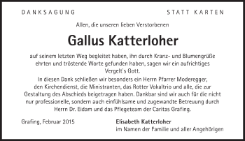 Traueranzeige von Gallus Katterloher von Süddeutsche Zeitung