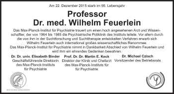 Traueranzeige von Wilhelm Feuerlein von Süddeutsche Zeitung