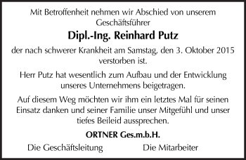Traueranzeige von Reinhard Putz von Süddeutsche Zeitung