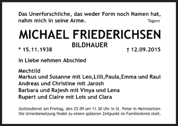 Traueranzeige von Michael Friedrichsen von Süddeutsche Zeitung