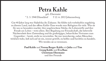 Traueranzeige von Petra Kahle von Süddeutsche Zeitung