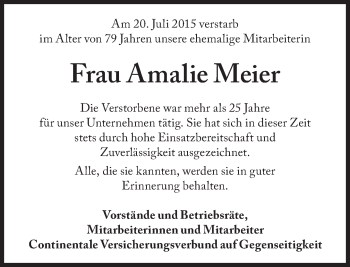 Traueranzeige von Amalie Meier von Süddeutsche Zeitung