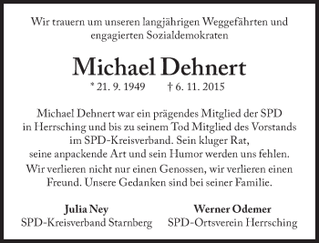 Traueranzeige von Wolf Michael Dehnert von Süddeutsche Zeitung