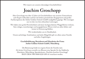 Traueranzeige von Joachim Groschopp von Süddeutsche Zeitung