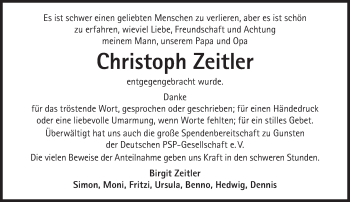 Traueranzeige von Christoph Zeitler von Süddeutsche Zeitung