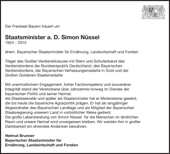 Traueranzeige von Simon Nüssel von Süddeutsche Zeitung