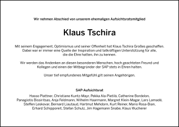 Traueranzeige von Klaus Tschira von Süddeutsche Zeitung