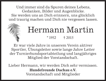 Traueranzeige von Hermann Martin von Süddeutsche Zeitung