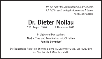 Traueranzeige von Dieter Nollau von Süddeutsche Zeitung