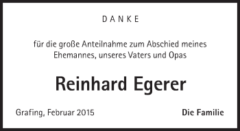 Traueranzeige von Reinhard Egerer von Süddeutsche Zeitung