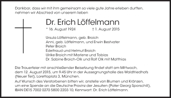 Traueranzeige von Erich Löffelmann von Süddeutsche Zeitung