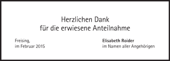 Traueranzeige von Herzlichen Dank  von Süddeutsche Zeitung