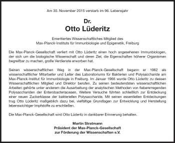 Traueranzeige von Otto Lüderitz von Süddeutsche Zeitung