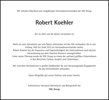Traueranzeige von Robert Koehler von Süddeutsche Zeitung