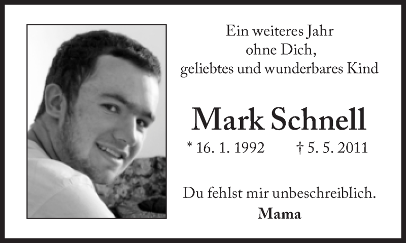  Traueranzeige für Mark Schnell vom 05.05.2015 aus Süddeutsche Zeitung