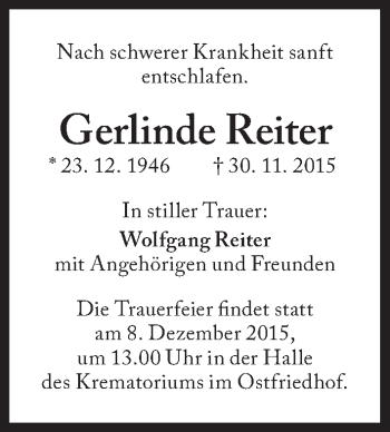 Traueranzeige von Gerlinde Reiter von Süddeutsche Zeitung
