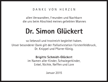 Traueranzeige von Simon Glückert von Süddeutsche Zeitung