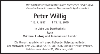 Traueranzeige von Peter Willig von Süddeutsche Zeitung