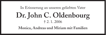 Traueranzeige von John Oldenbourg von Süddeutsche Zeitung