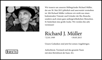 Traueranzeige von Richard J. Müller von Süddeutsche Zeitung