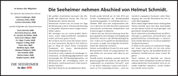 Traueranzeige von Helmut Schmidt von Süddeutsche Zeitung