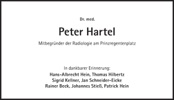 Traueranzeige von Peter Hartel von Süddeutsche Zeitung