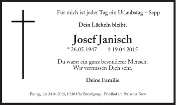 Traueranzeige von Josef Janisch von Süddeutsche Zeitung