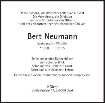 Traueranzeige von Bert  Neumann von Süddeutsche Zeitung