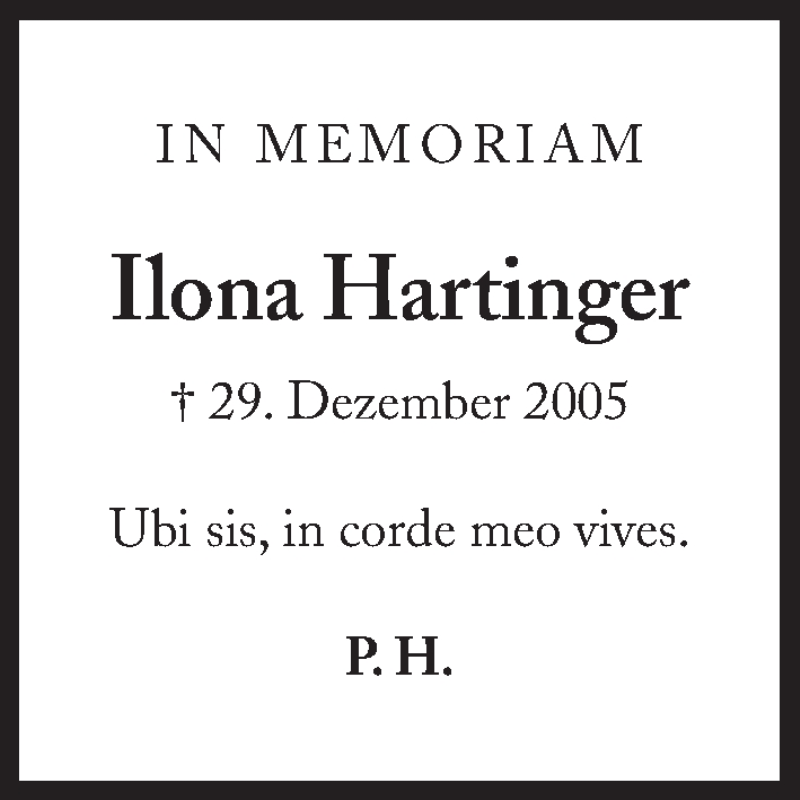  Traueranzeige für Ilona Hartinger vom 29.12.2015 aus Süddeutsche Zeitung