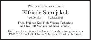 Traueranzeige von Elfriede Sternjakob von Süddeutsche Zeitung