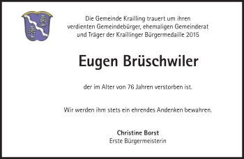 Traueranzeige von Eugen Brüschwiler von Süddeutsche Zeitung