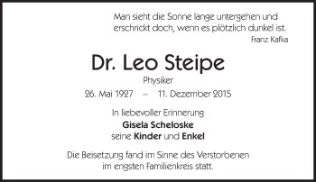 Traueranzeige von Leo Steipe von Süddeutsche Zeitung