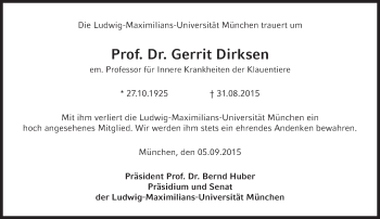Traueranzeige von Gerrit Dirksen von Süddeutsche Zeitung