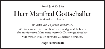 Traueranzeige von Manfred J. Gottschaller von Süddeutsche Zeitung