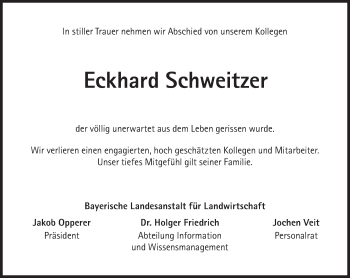 Traueranzeige von Eckhard Schweitzer von Süddeutsche Zeitung