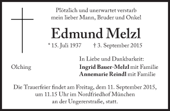 Traueranzeige von Edmund Melzl von Süddeutsche Zeitung