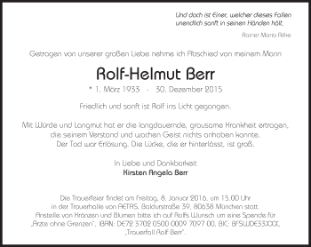 Traueranzeige von Rolf-Helmut Berr von Süddeutsche Zeitung