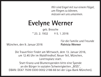 Traueranzeige von Evelyne Werner von Süddeutsche Zeitung