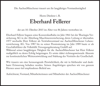 Traueranzeige von Eberhard Fellerer von Süddeutsche Zeitung