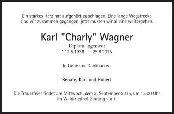 Traueranzeige von Karl Wagner von Süddeutsche Zeitung